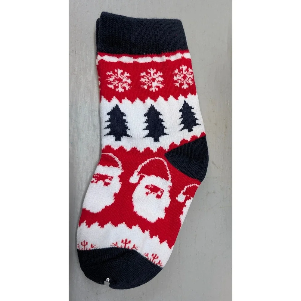 Christmas Fair Isle Socks Santa Snowflakes Holiday Size 11 Kids Colorful NEW